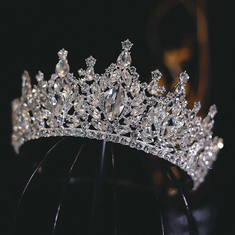 Big Rhinestone Geometric Bridal Tiaras Crown Baroque Crystal Pageant Prom Diadem Bride Headbands Wedding Hair Accessories 250603