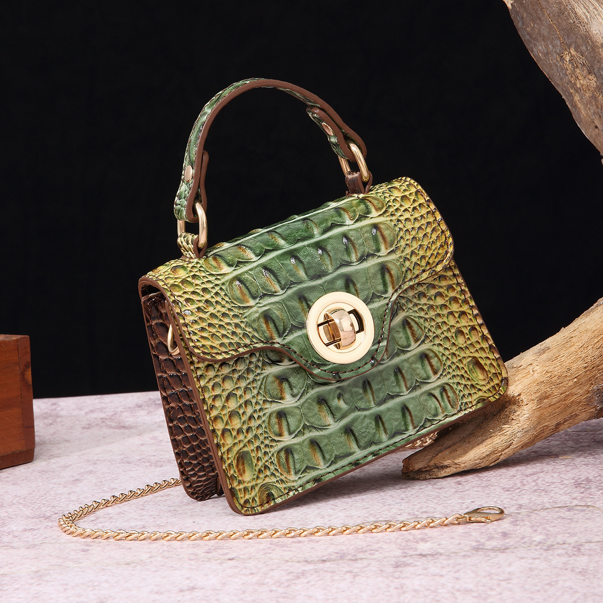 Free Shipping Designer Handheld Crossbody Wallet Mother And Child Retro Women's Bag Luxury Multi-color Brahmin Fashion Crocodile Pattern