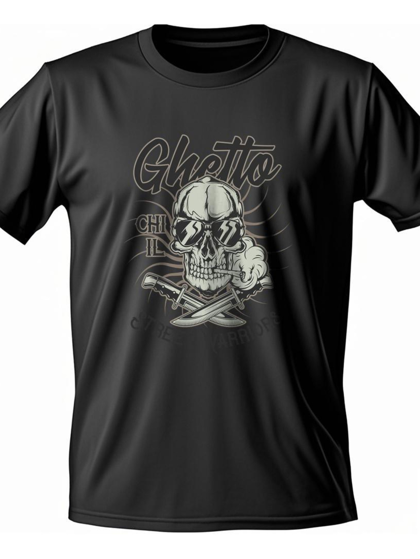 Dongdumaoyi Cotton T Shirts White Graphics S-3Xl Men Round Collar 180G Skull Short Sleeve Adult Black 9b40