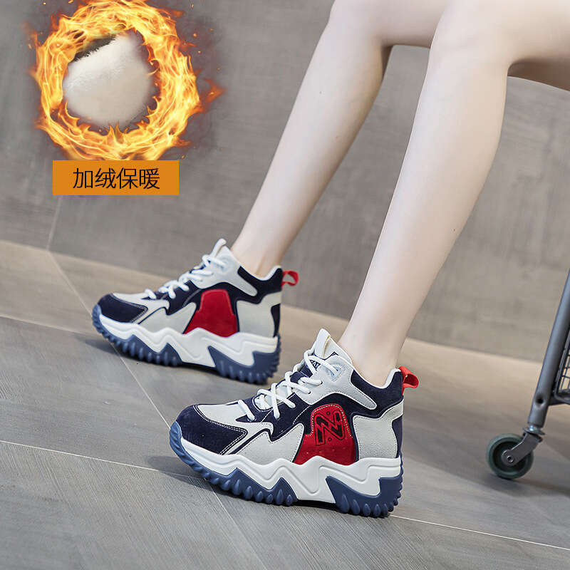 Sneakers With Hidden Height Increase For Women 2025 New Tiktok Internet Celebrity New Popular Versatile Korean Style Thick-Soled Dad Student Shoes