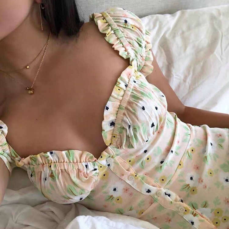 Summer Dresses for Women Long Dress Dress Designer Festival NR215 with Jeans Summer New Fresh Floral Contrast Rayon Dress Womens Fashion
