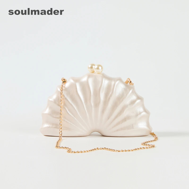 Sea shell Clutch Bag Acrylic purse women wedding evening dinner party cute ivory pearl color handbag summer 250614