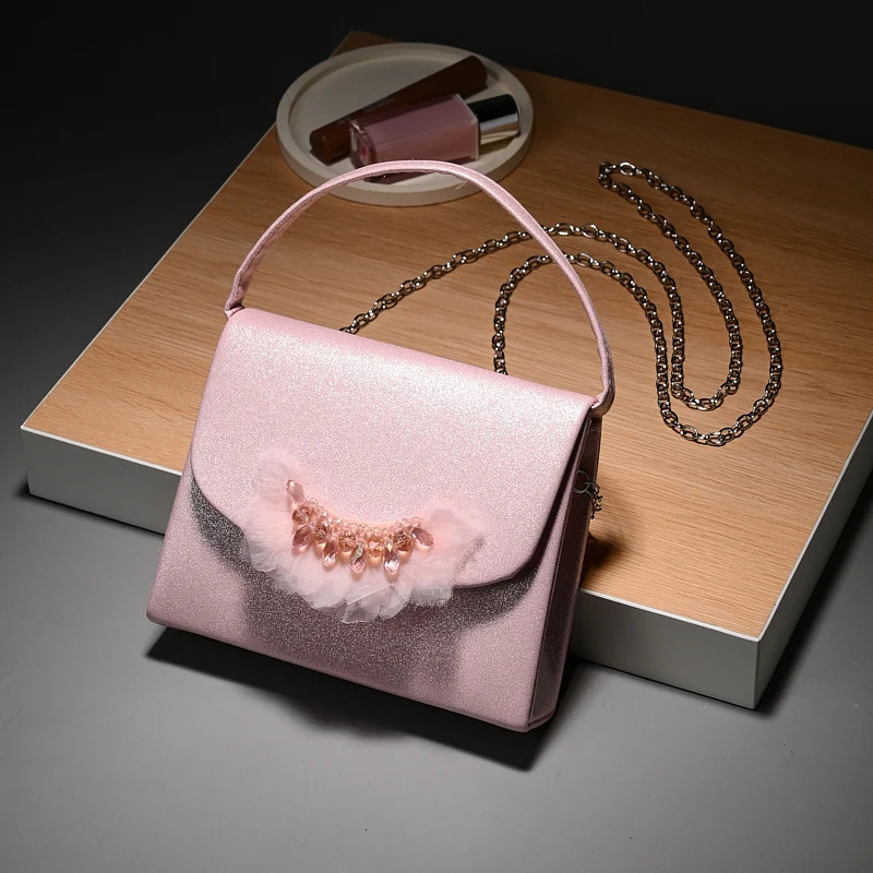 High Sense Banquet Bag Dress Hundred Hand Detachable Chain Crossbody Celebrity Fashion Diamond Feather Storage Bag 250614
