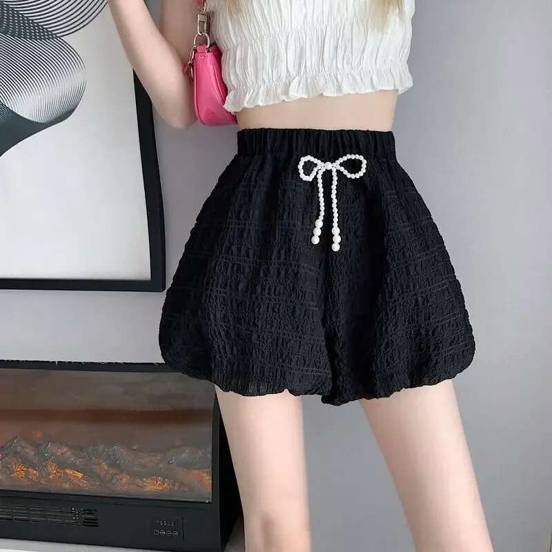 Shorts for Women Black Elastic Waist Woman Short Pants High Bloomer Streetwear Elasticty Y2k Vintage Elegant To Wear Summer XL