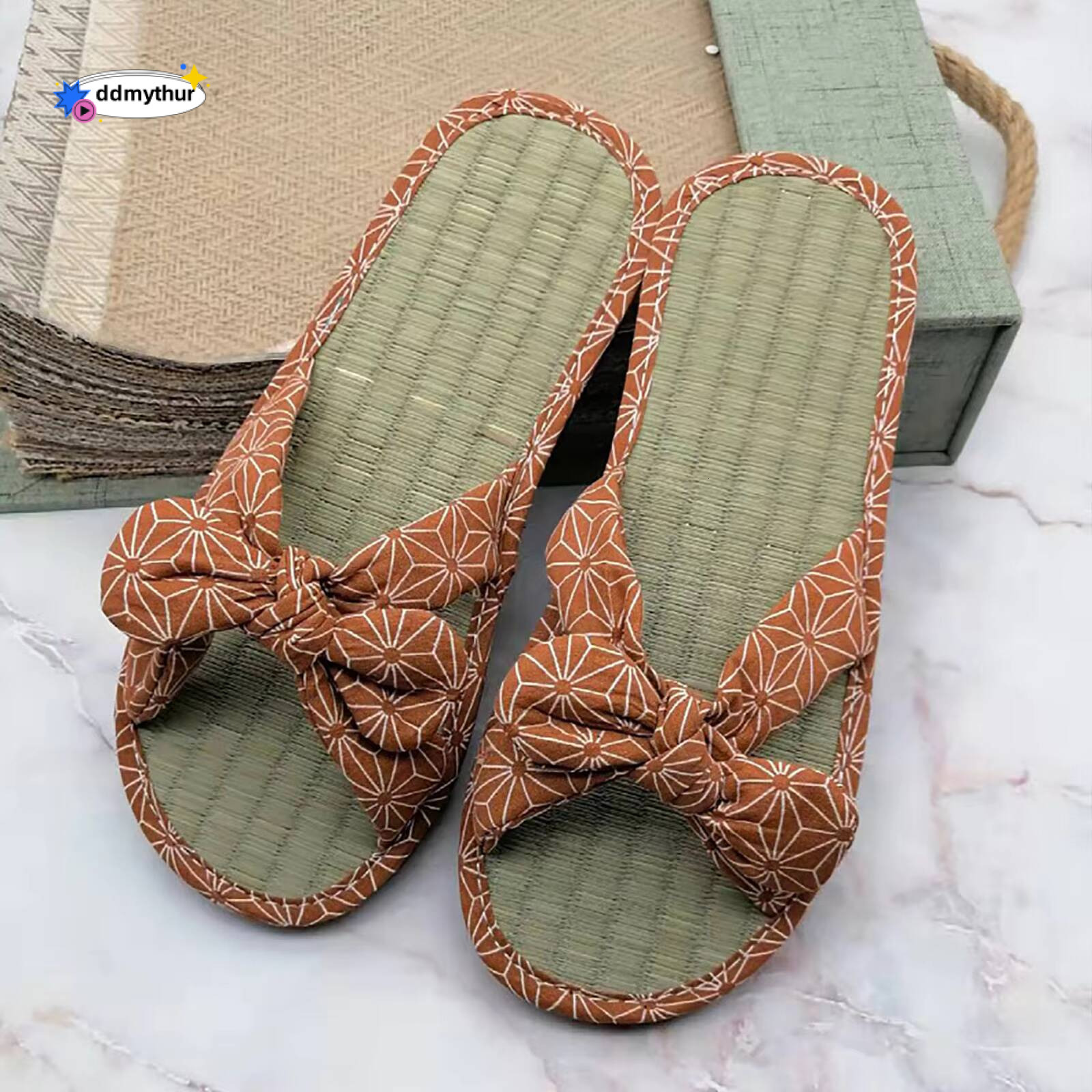 Size 12 Womens Shoes Ladies Straw Mat Casual Bow Rattan Slippers Home Fashion Clear Sandals Women Heel ddmythur