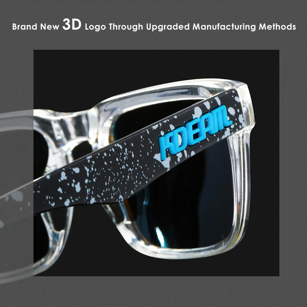 KDEAM High Quality Men Square Sunglasses Colors Sports Polarized Sun Glasses Reflective Coating Mirrored Lens UV400 250616