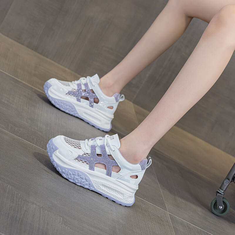 Hollow Breathable Mesh Dad Shoes New 2025 Summer New Thick-Soled Versatile Casual Sports Super Popular White Sneakers For Women