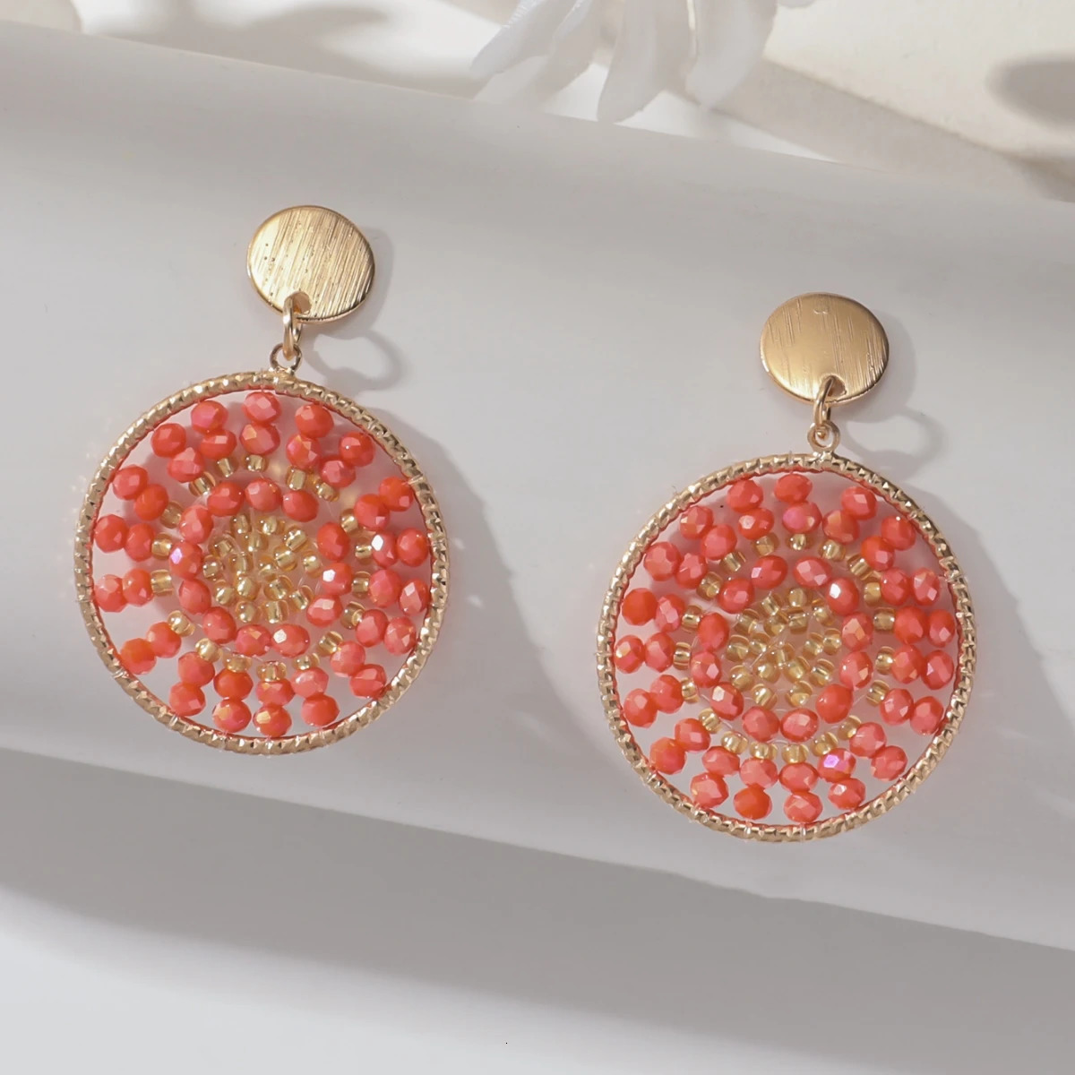 Boho Ethnic Style Seed Beaded Drop Earrings for Women Ladies Creative Personality Metal Dangle Earrings Handmade Jewelry Gifts 250610