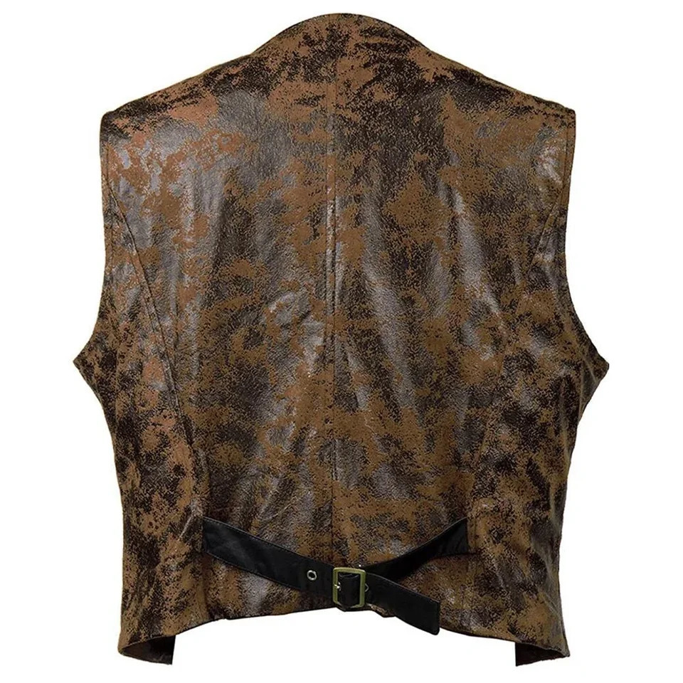 Retro Vest Punk Rock Biker Single Breasted Blazer Sleeveless Club Slim Fit Gillet Tops V-neck M-2XL Men 250614