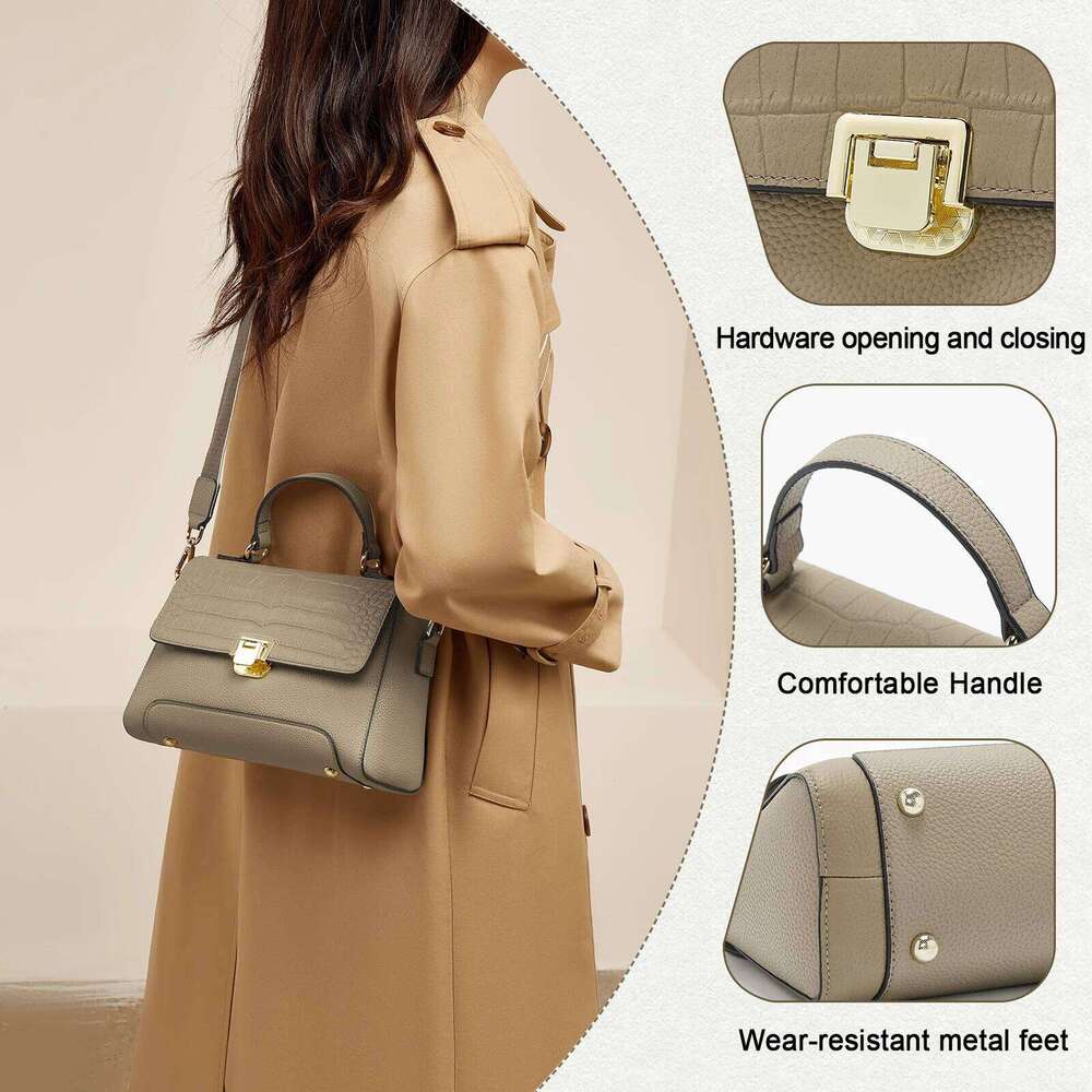 FOXER Genuine Leather Shoulder Crossbody Bag Lady Classic Handbag Gift For Wife, Lover, Grilfriend
