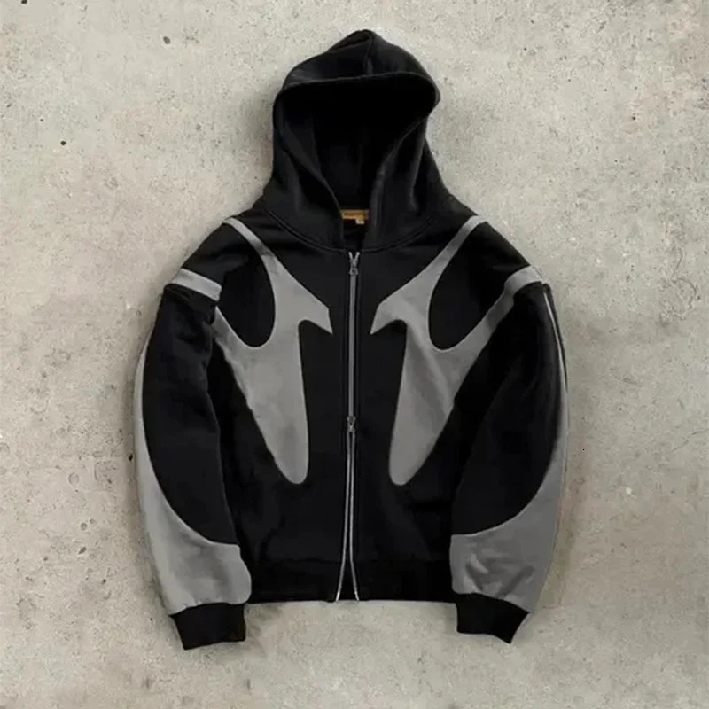 American Retro Letter Printed Devil Pattern Hoodie Y2k Harajuku Casual Couple Zipper Hoodies Sweatshirt Fashion mens Clothing 250616