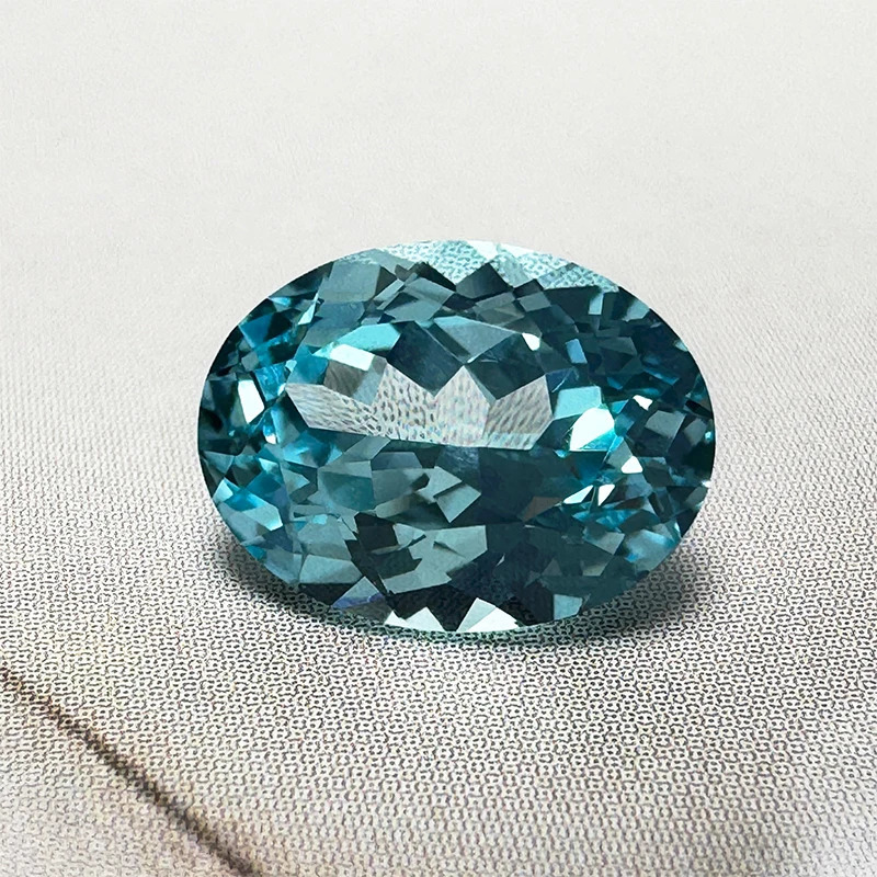 Lab Grown Sapphire Extremely Shiny Quality Oval Shape Aquamarine Color Top Quality Pendant Gemstones for Charm Jewelry Making 250617