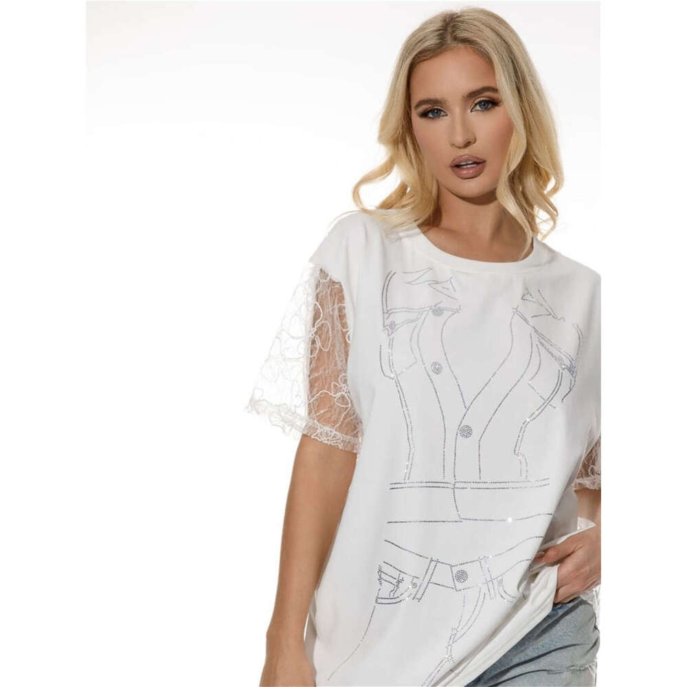 Summer Printed Lace Backless Loose Sexy T-Shirt For Women B5