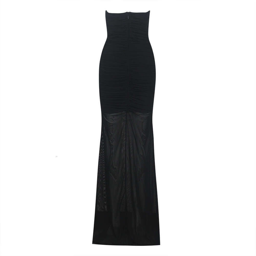 Summer Pure Desire Style Floral Chest Cup Long for Women Fashion Slim Fit Tube Dress