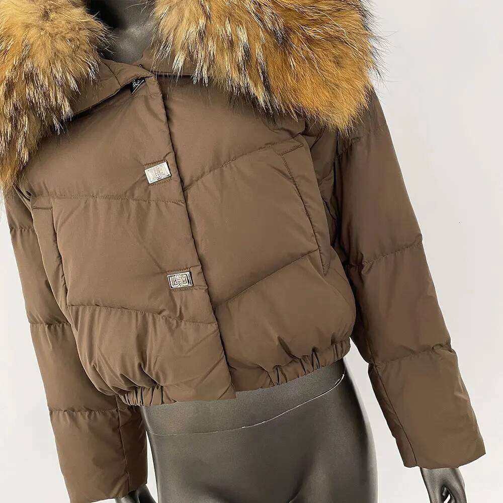 2024 New European Fashion White Duck Women Real Raccoon Fur Coat Female Warm Down Jacket Winter Autumn