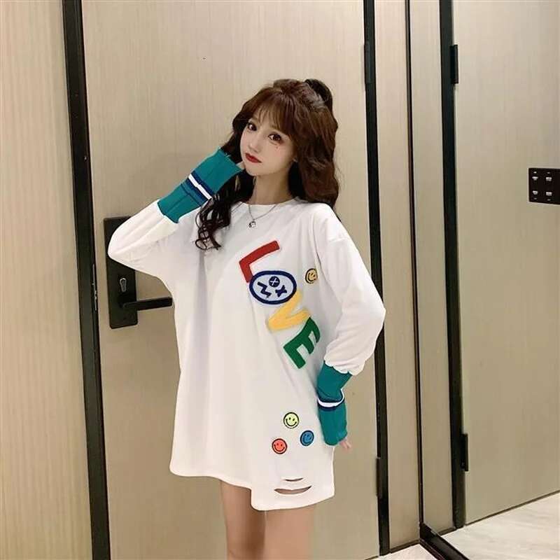 Top for Women Long Sleeve T Shirts Female New In Glitter Tall Fitted Pulovers Cool Clothes 90s Original Grunge Loose Xxl O Tees