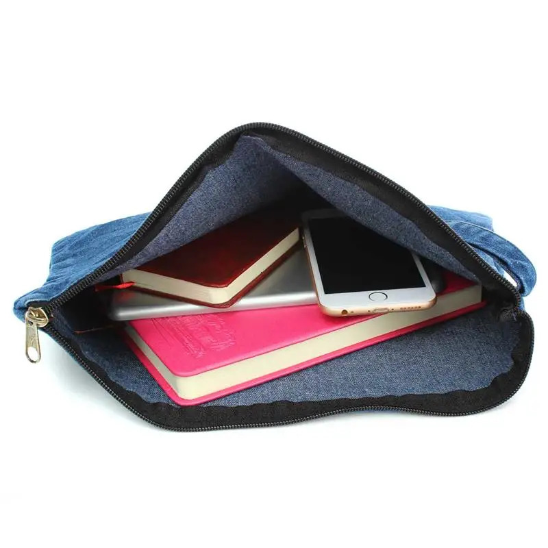 Canvas denim Women clutch Bag Blue ladies Clutches Bolsa Feminina Wristlets Lady Casual Handbag Wallets purse 250617