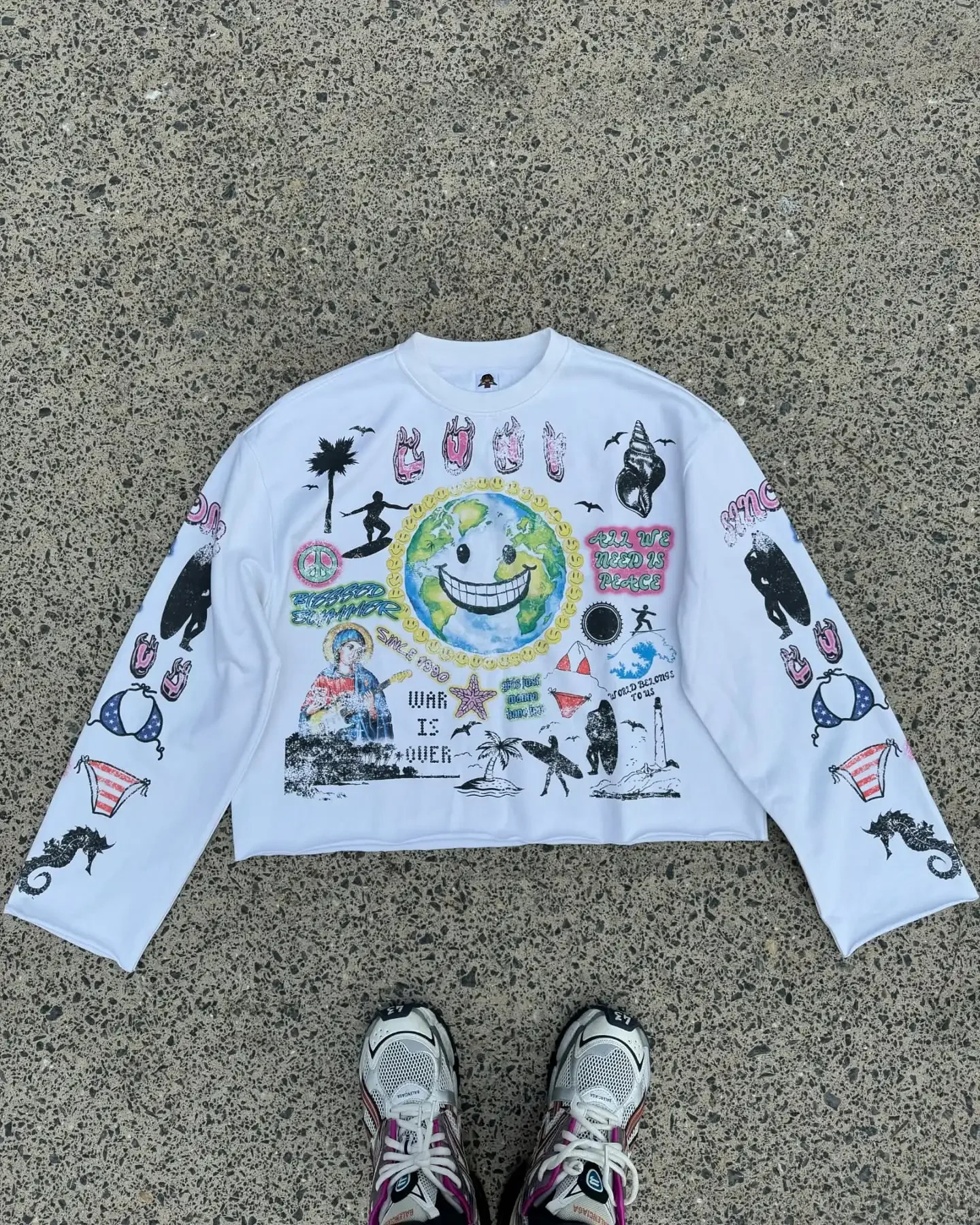 Y2k Harajuku Cartoon Graphic Graffiti Print Long Sleeves Women Hip Hop Oversized Loose Cotton T Shirts Tops Gothic Men Clothing 250616