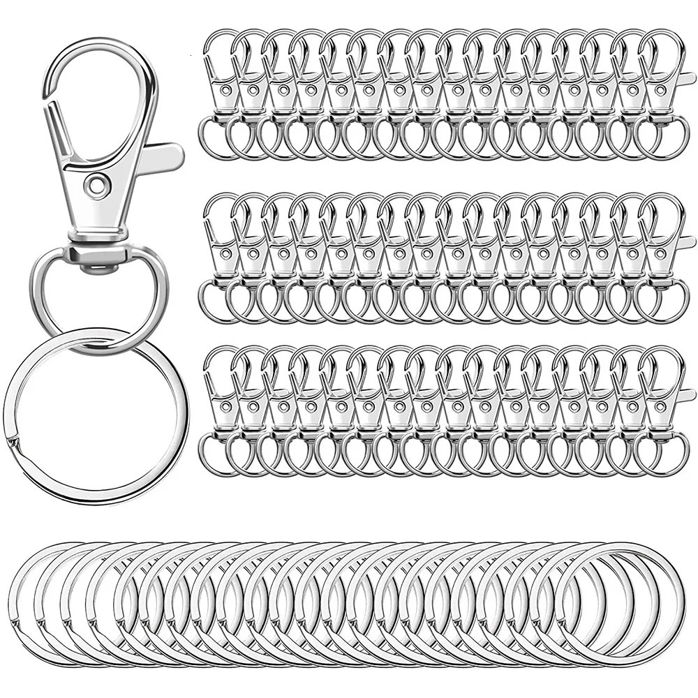 Swivel Clasps Lanyard Snap Hooks with Key Rings Key Chain Clip Hooks Lobster Claw Clasps for Keychains Jewelry DIY Crafts 250616