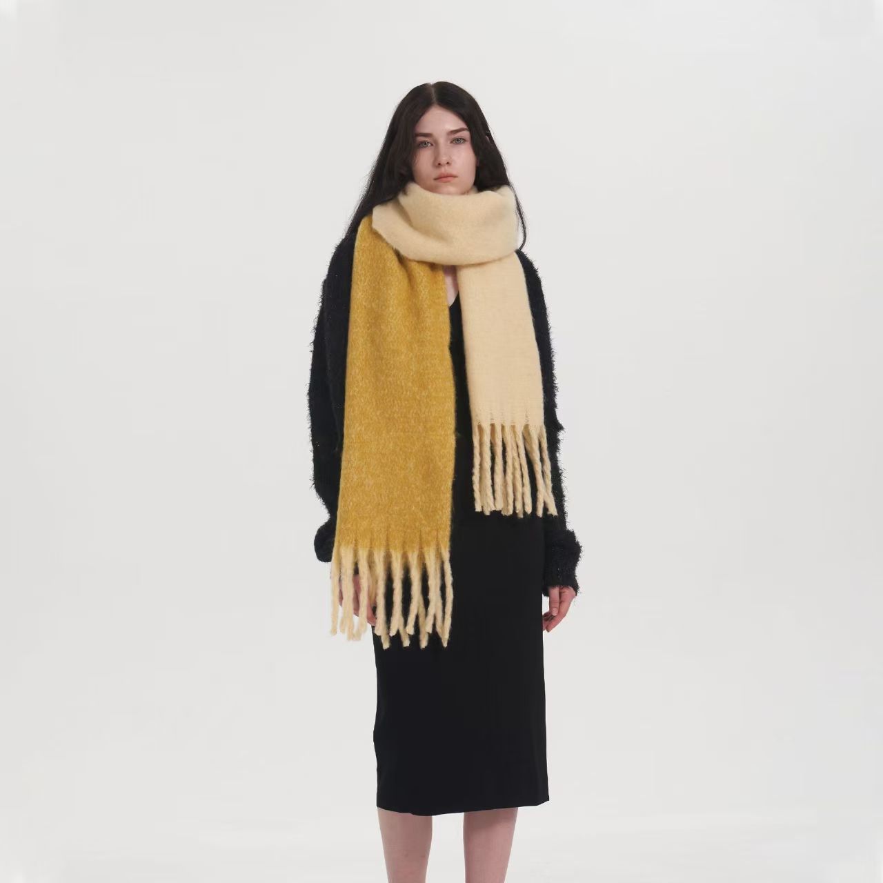 T987 autumn and winter new thick soft warm cashmere scarf female winter mohair neck shawl