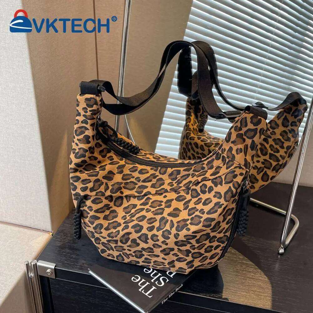 Women Fashion Shoulder Large Capacity Leopard Print Crescent Crossbody Adjustable Strap Half Moon Outdoor Travel Bag bag