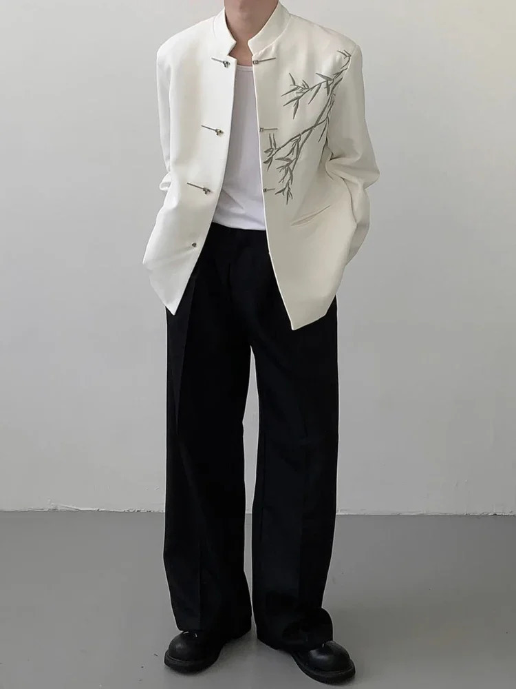 Black Mens Suit Jackets Coat Chinese Oversize Male Blazer Plus Big Size Premium Korean Style Clothes Fashion Summer 250614