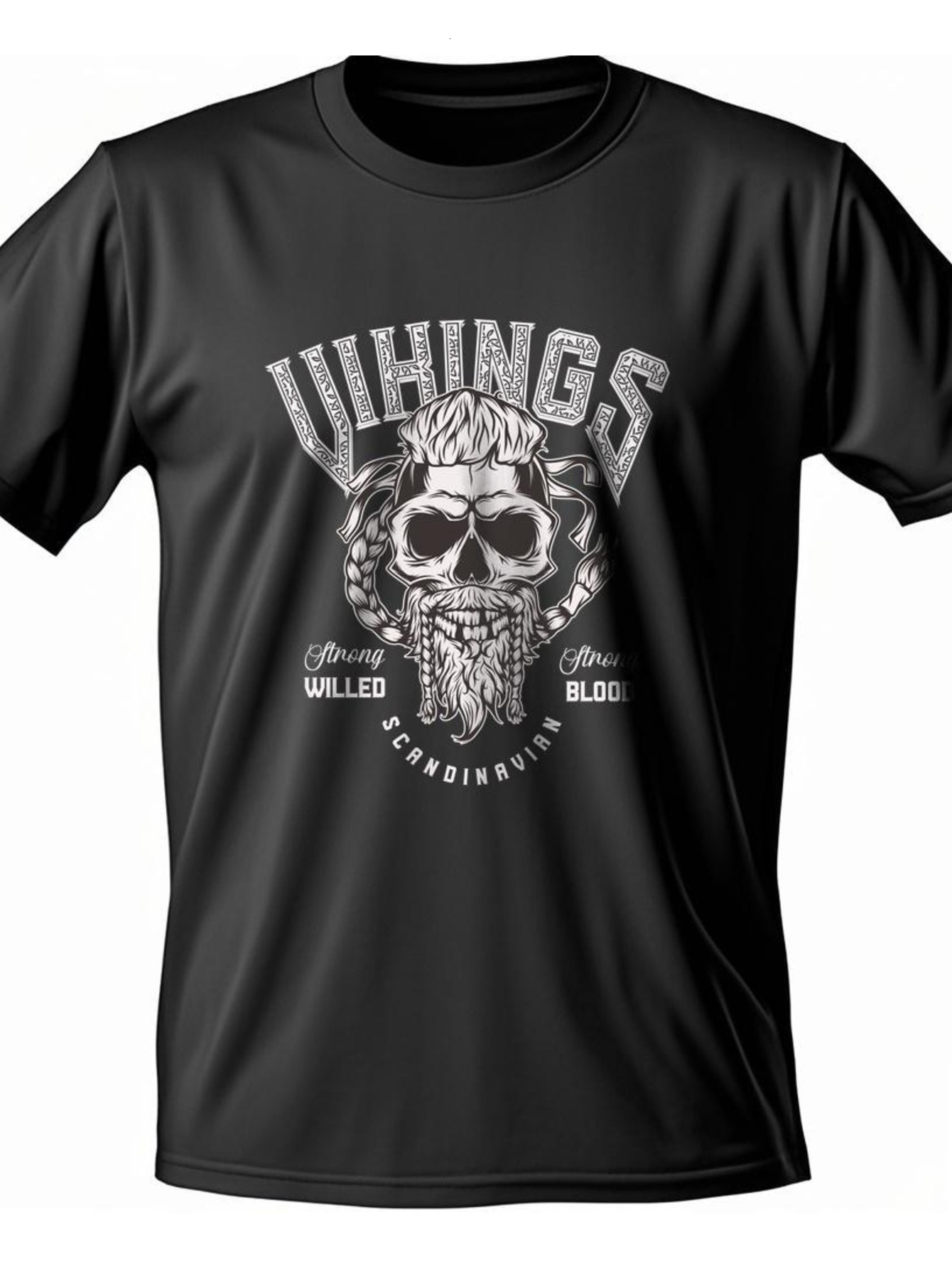 Dongdumaoyi Text Cotton Men Round Collar T Shirts 180G White Skull S-3Xl Short Sleeve Adult Black 4888