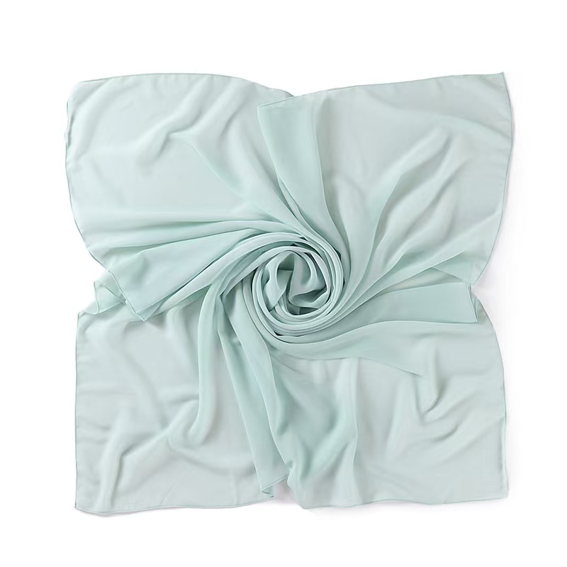 K1046 2024 new solid color pearl chiffon scarf silk scarf wholesale Malaysia square scarf