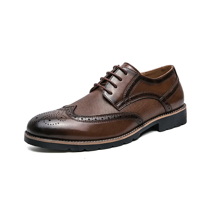 Handmade Oxford Shoes for Men Wingtip Leather Brogue Mens Dress Classic Business Formal Male Calfskin Shoe 250612
