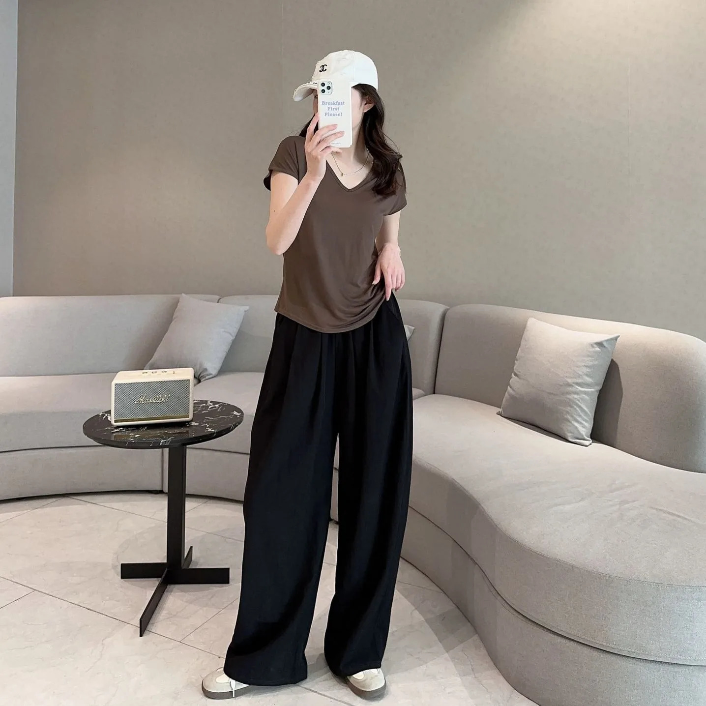 Modal Homewear 2pcs set V-Neck Tshirt sleeveless and Pants summer womens Loose sleepwear suits Solid color Casual Pajamas sets 250616
