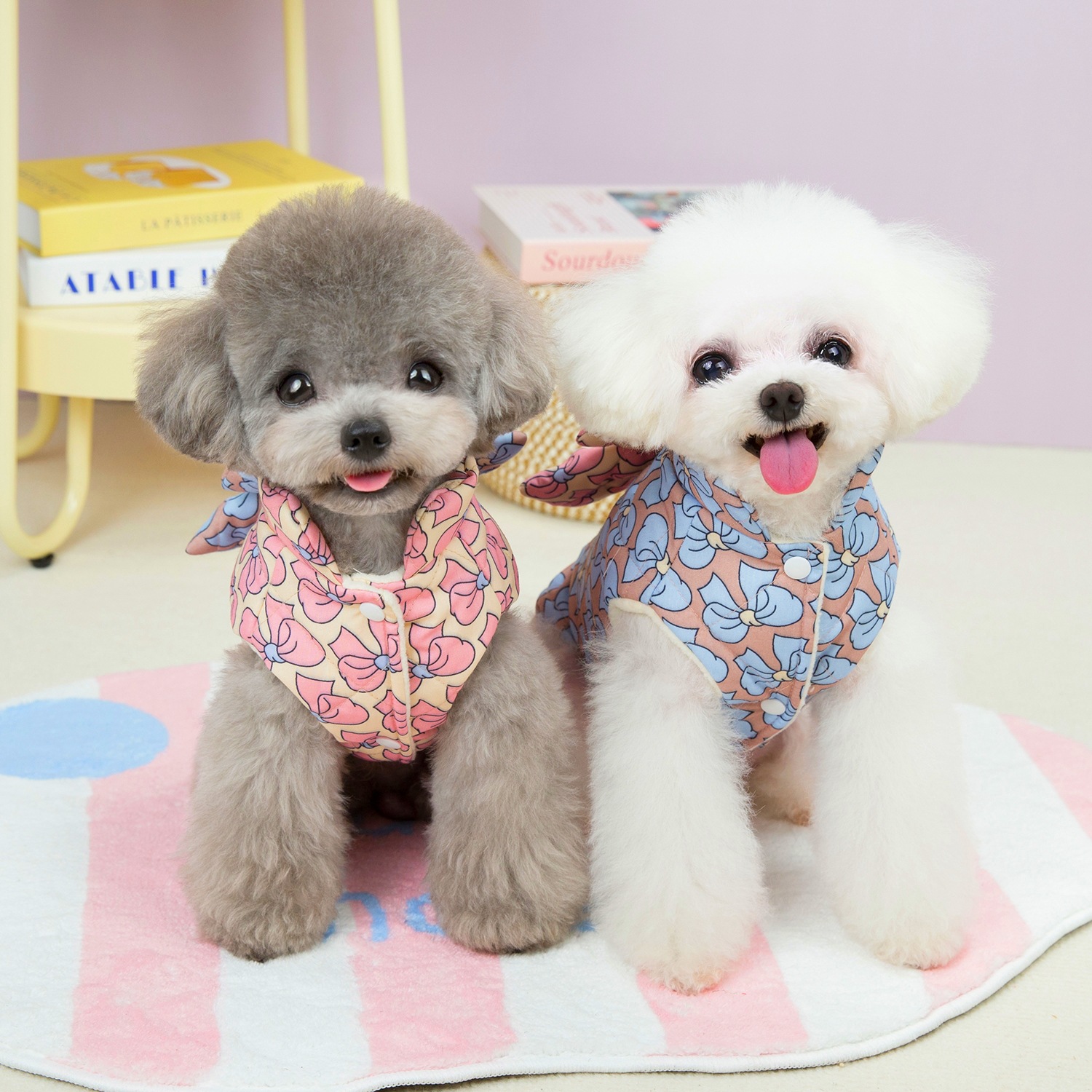 Dog Bow Fleece Vest Sweater Winter Jacket for Small and Medium Dogs with D-Ring, Large Bow Decoration Cold Weather Warm Dog Coat for Dogs Girls XL A55