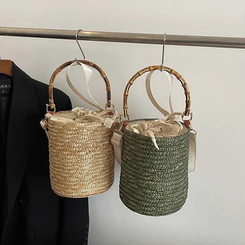 LEFTSIDE Small Straw Bucket Crossbody Bags for Women 2025 Summer Ladies Shoulder Bag Females Beach Bags Lady Handbags and Purses Z250617