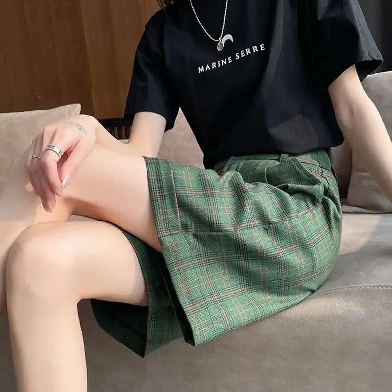 Plaid Female Short Pants Jorts Baggy Loose Womens Shorts Design Youthful Flowy Streetwear New In Stretchy Fashion Clothing 2025