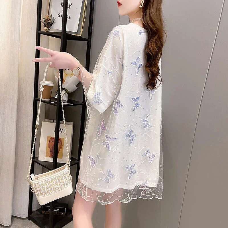 Lace Womens T-shirt Mesh Female Top Aesthetic Clothing Korean Popular Clothes Streetwear Pulovers Youthful 2025 High Quality