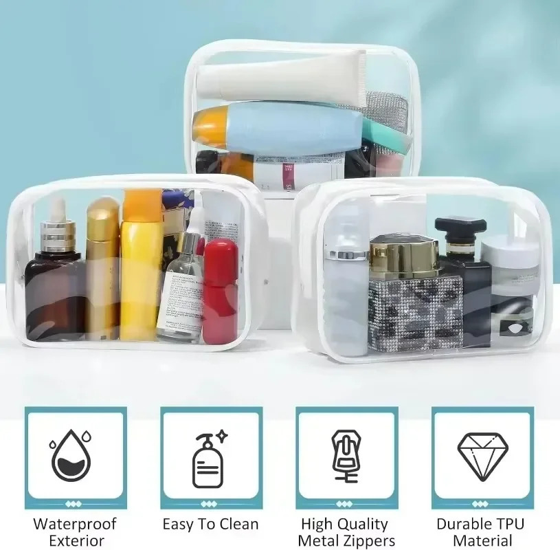 120pcs Transparent PVC Storage Travel Organizer Clear Makeup Bag Beautician Cosmetic Beauty Case Toiletry Wash Bags 250614