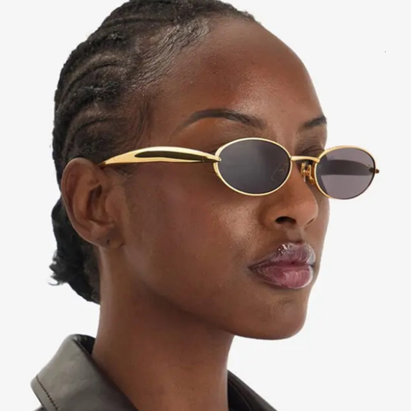 2025 New Fashionable Personality Metal High-End Runway Oval Small Frame Sunglasses