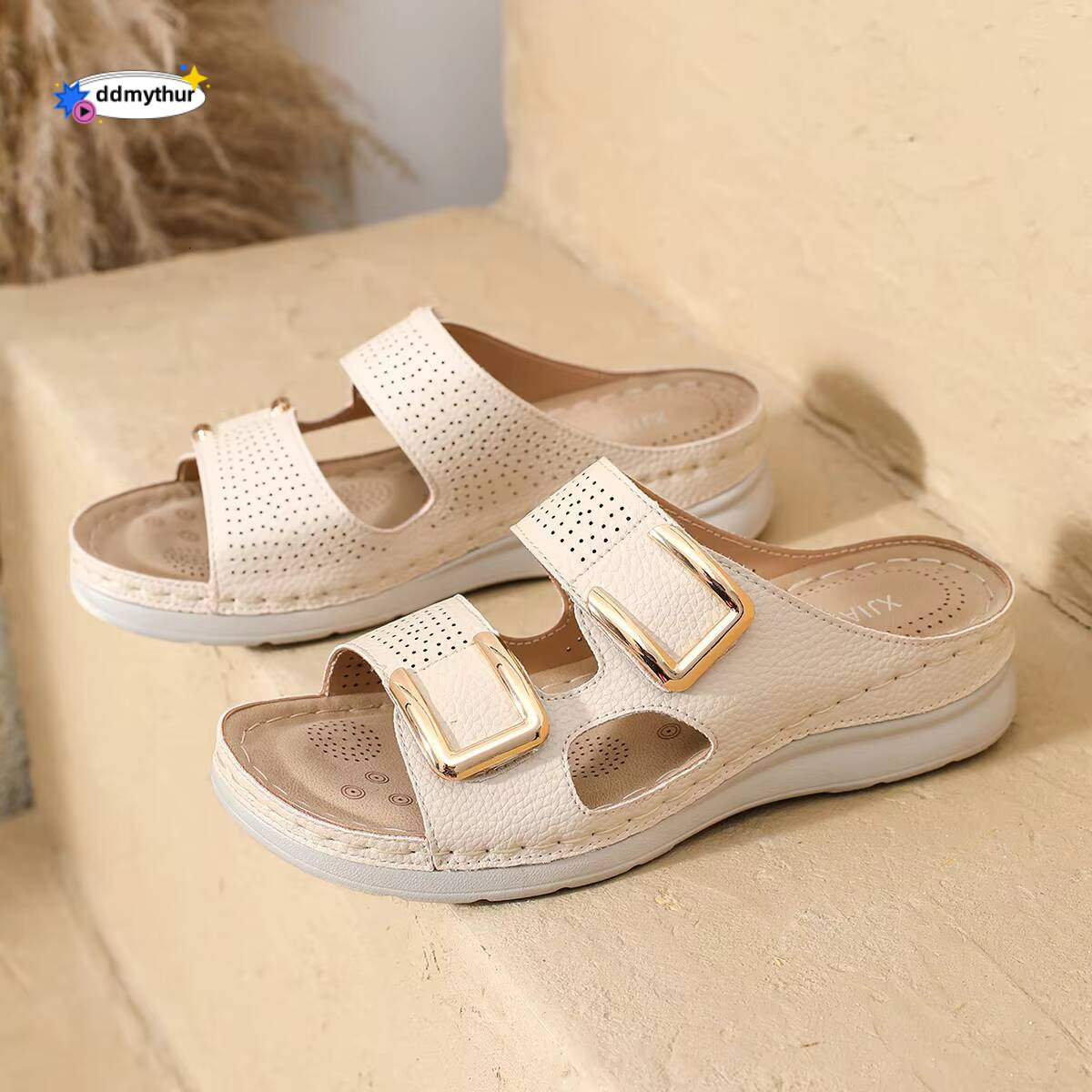 Woman 2024 Trend Women's Slippers Casual Flower Hollow Wedge Beach Shoes Outdoor Fashion Platform Comfortable Non-slip Sandals ddmythur