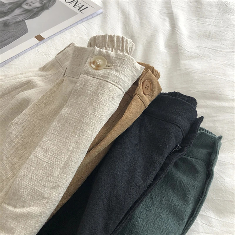 Limiguyue Breathable Cotton Linen Shorts Japanese Retro High Waist Wide Leg Bermuda Shorts Suit Casual Summer Woman Loose J200 250614