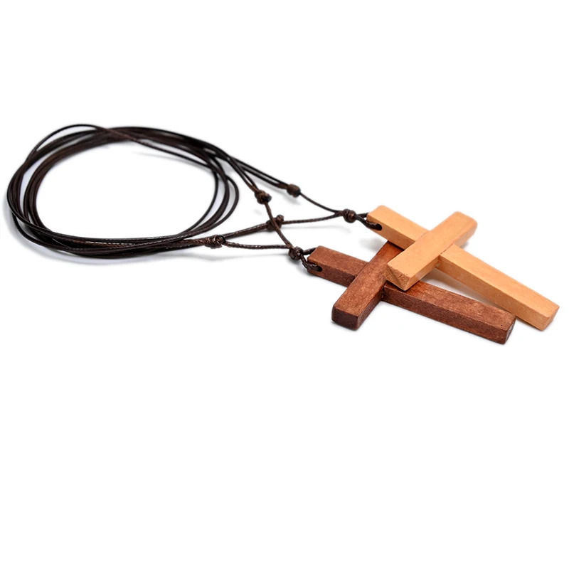 Various Styles Catholic Cross Necklace Jesus Christ Pendant Choker Retro Jewelry Style Natural Wood Necklace Wholesale Amulet 250616