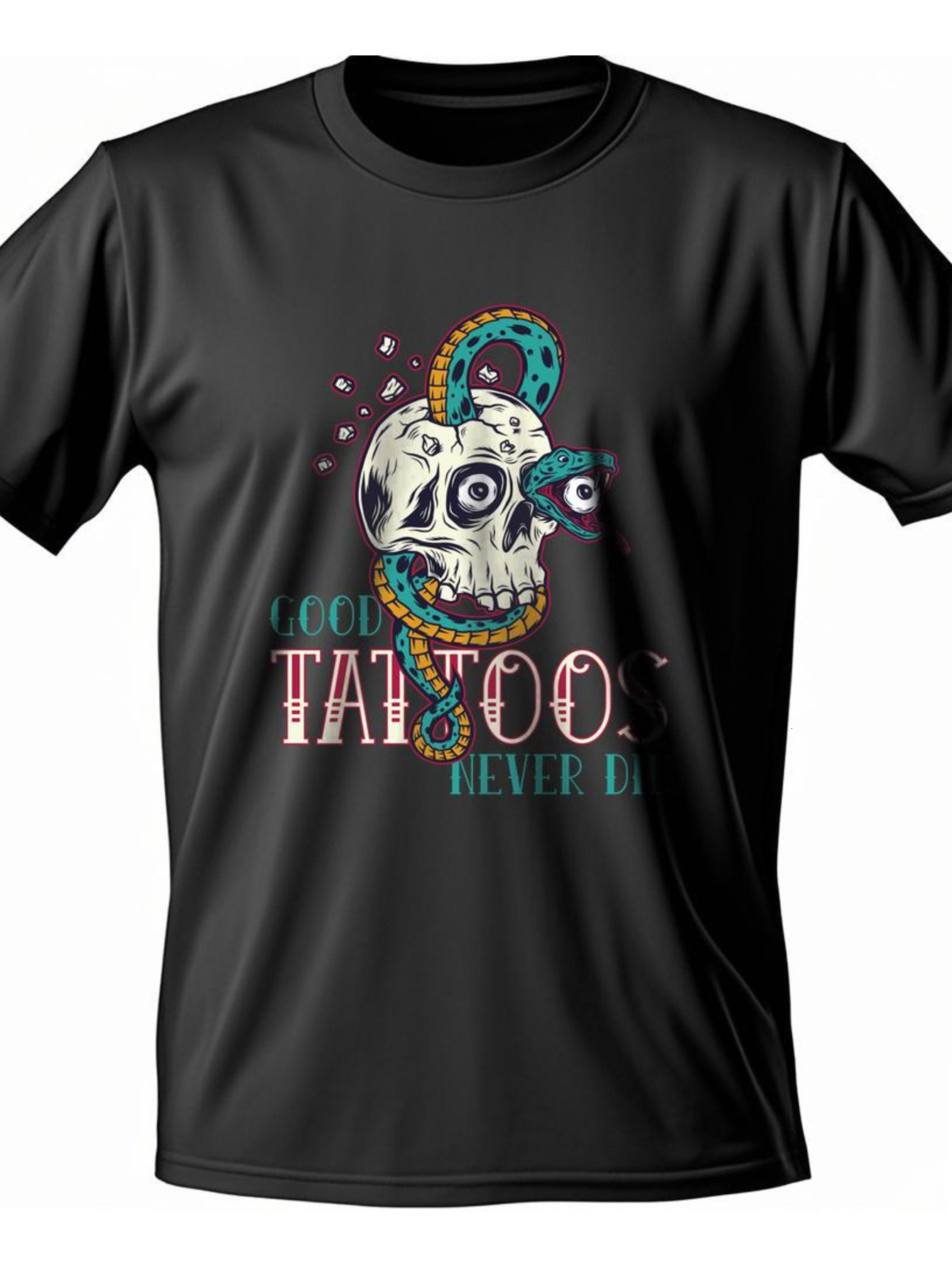 Dongdumaoyi Short Sleeve White Round Collar T Shirts Adult Graphics Black Cotton S-3Xl Men 180G Skull 4cc1