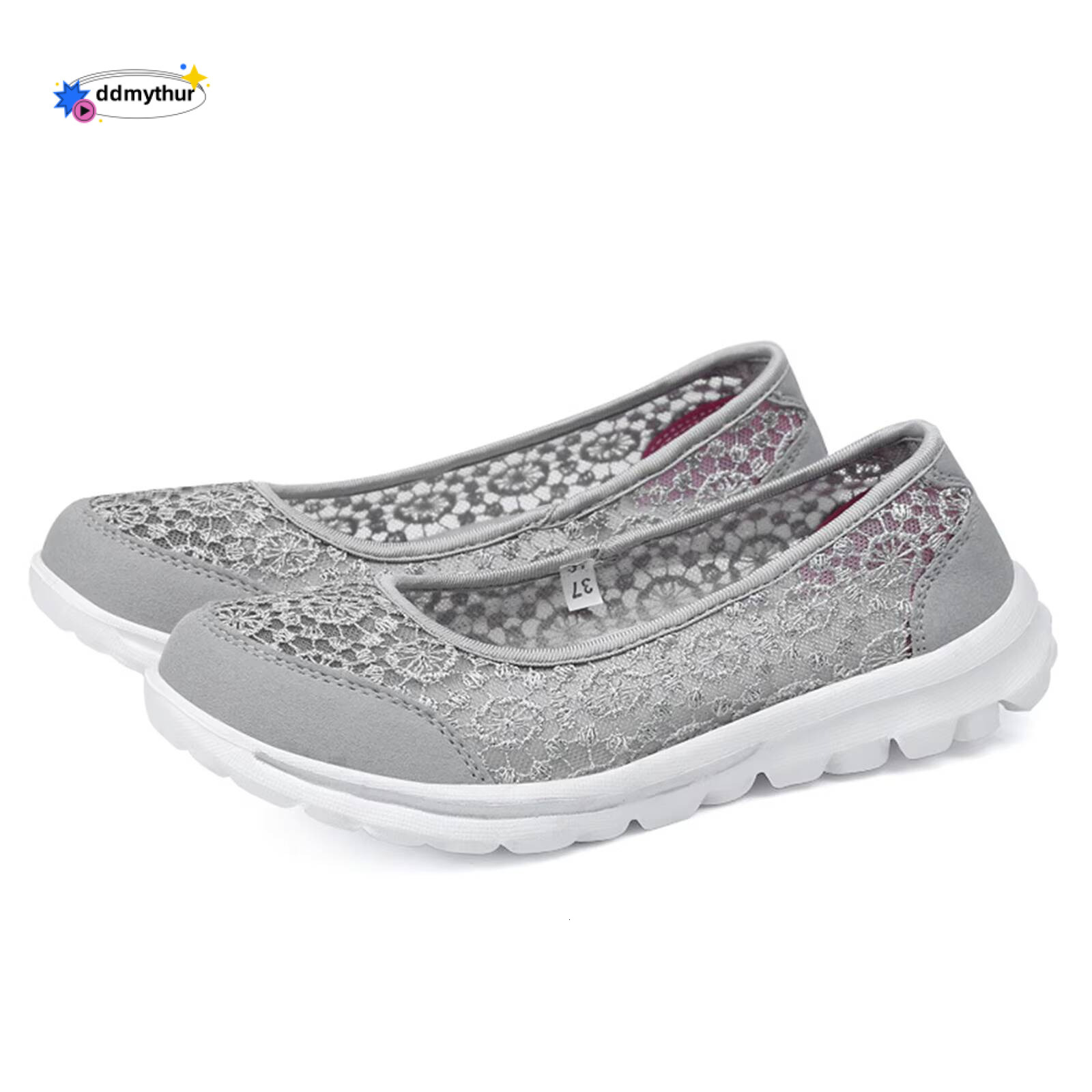Women Lace Up Lightweight Mesh Shoes Sporty Breathable Slip Work Trainers Sneakers ddmythur
