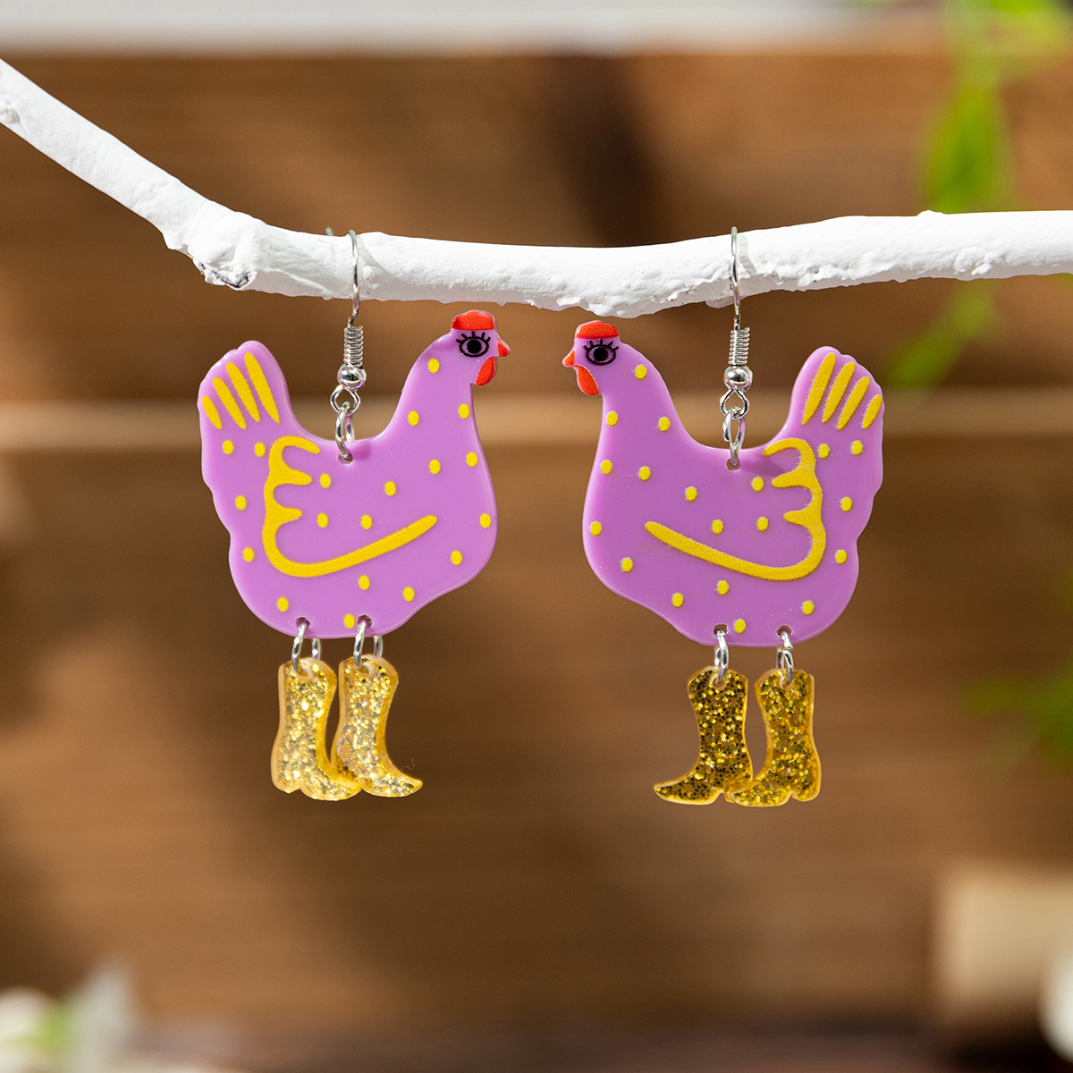 Women's Earrings 3PCS/LOT Cute Love Heart Hen Acrylic Drop Earrings for Women New Lovely Cartoon Boots Chicken Peach Earring Jewelry Valentine�