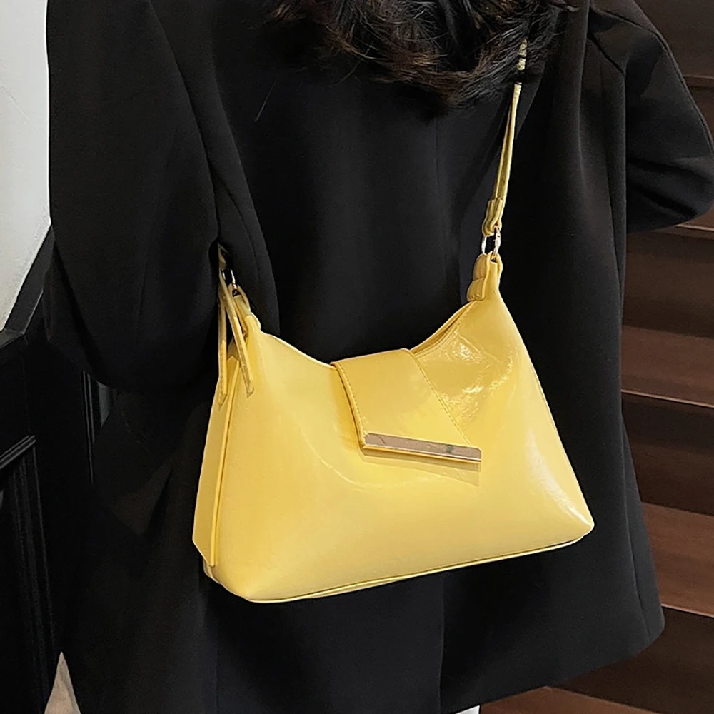 Women Summer Glossy PU Delicate Crossbody Bag High Grade Buckle Zipper One Shoulder Bags Versatile Commute Underarm Packs 250614