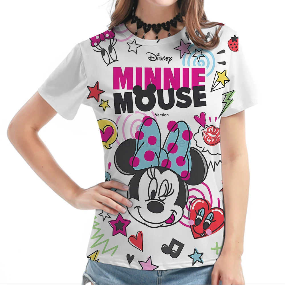 Disney Y2k Disney Kawaii Minnie Mouse Funny Cartoon T Shirts Womens T-shirt Graphic Tshirt Streetwear Casual Tees Female Short Sleeve W250617