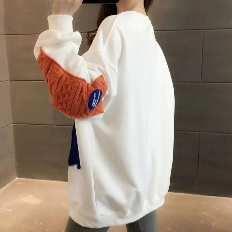 New In Baggy Round Neck Womens Sweatshirts Loose Female Top High Quality M Designer E Cotton 2025 Trend Coat 2000s Pullovers