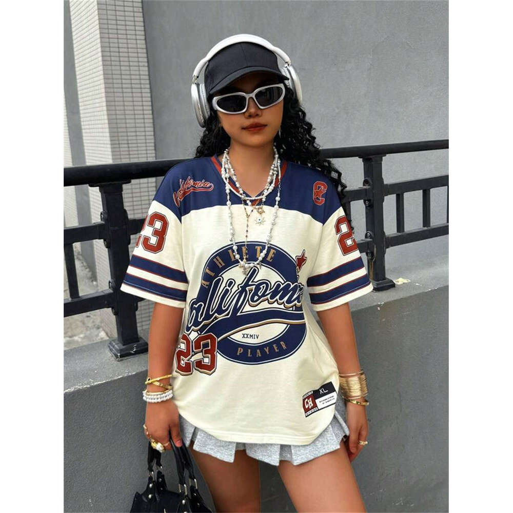 Summer New Women's Fashion Personality Trend Street Style Loose Printed T-Shirt Short Sleeve B5