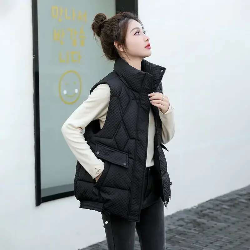 Loose Lady Padded Cotton Giletes Stand Collar Working Insulated Demi-season Womens Vests Casual Classic Elegant New Outerwear