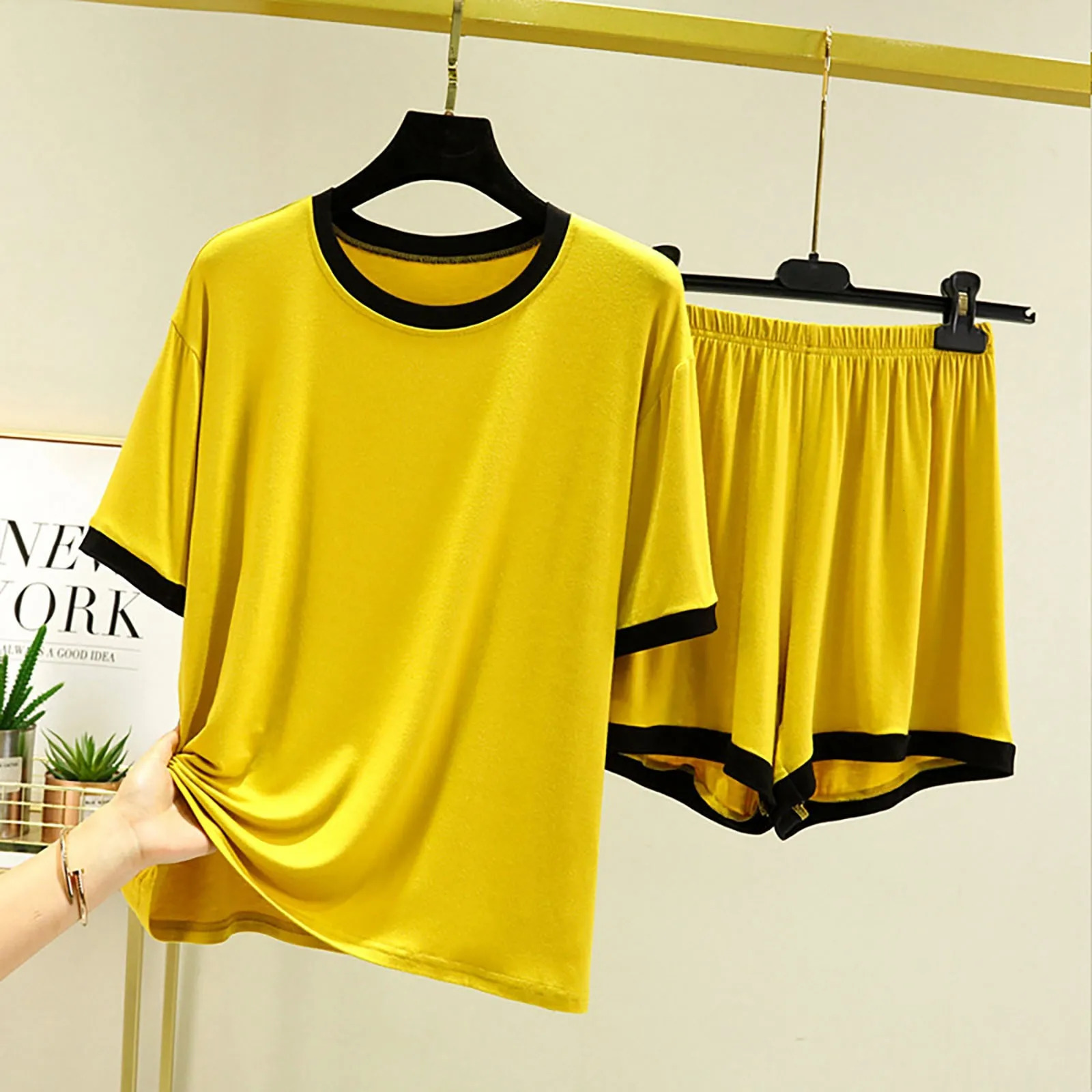 MenS Summer Pajama Suit Short Sleeved T Shirt Two Piece Thin Loose Casual Shorts Set Can Be Worn At Home Male Sleeping Wear 250614