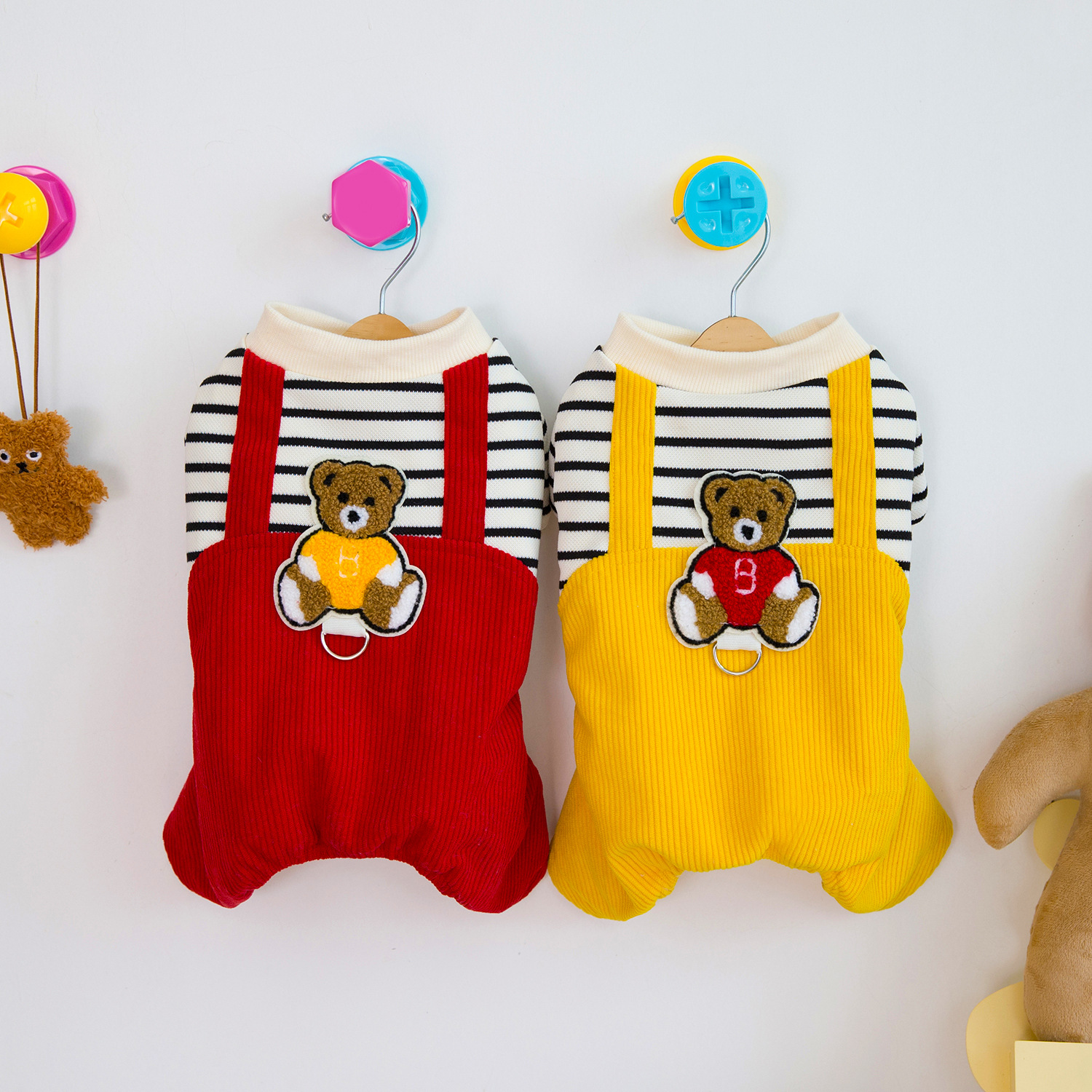 Dog Winter Clothes 4 Legs Dog Jumpsuit Sweatshirt Fleece Soft Warm Dog Outfit Embroidered Teddy Bear Winter Coats for Small Medium Dogs Cats XL A553