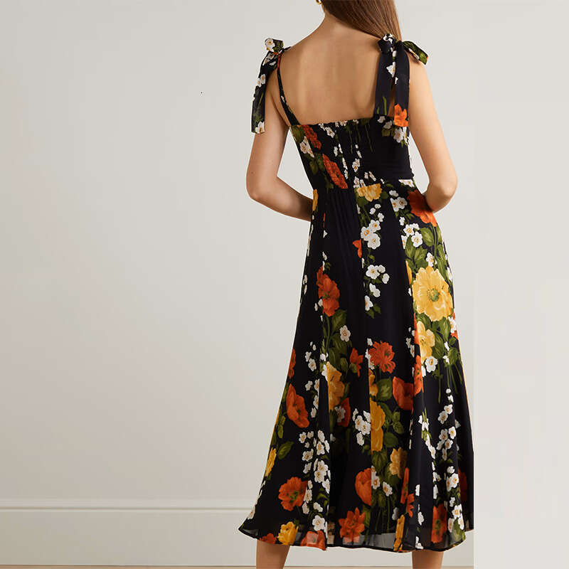 Plus Size Womens Clothing Fulllace Summer Dresses for Women N674 Summer 2025 Floral Over-the-knee Midi Slim Fit Strap Dress French Style Womens Fashio